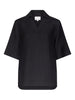 T-shirt con scollo a v ermo in nero Loulou de saison - donna