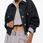 Giacca crop denim in blu Brunello Cucinelli - donna 