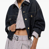 Giacca crop denim in blu Brunello Cucinelli - donna 