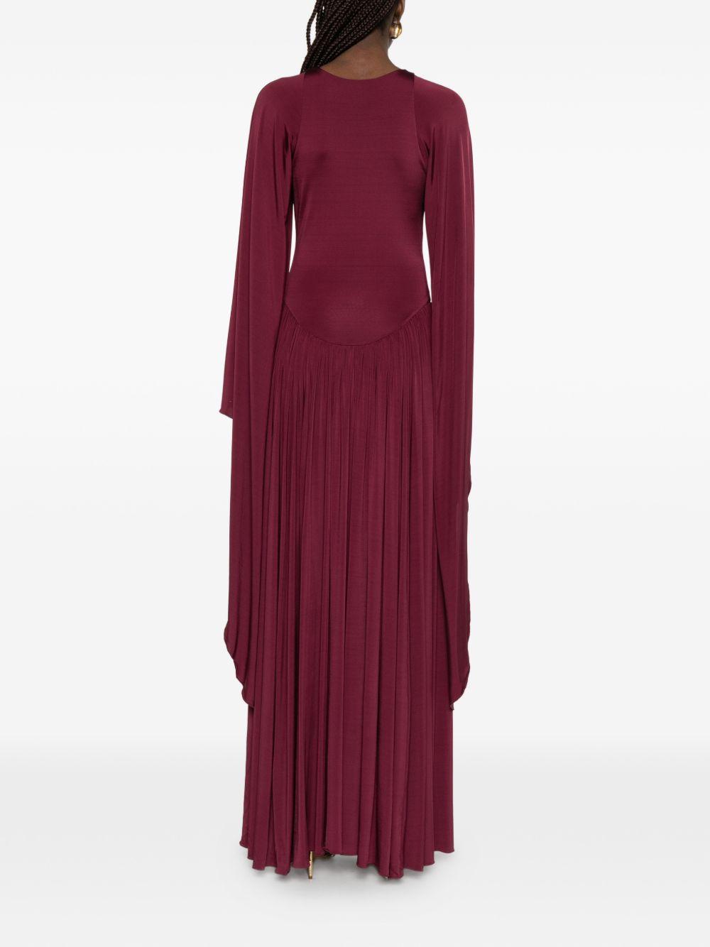 Abito lungo drappeggiato in borgogna Alberta Ferretti - donna 