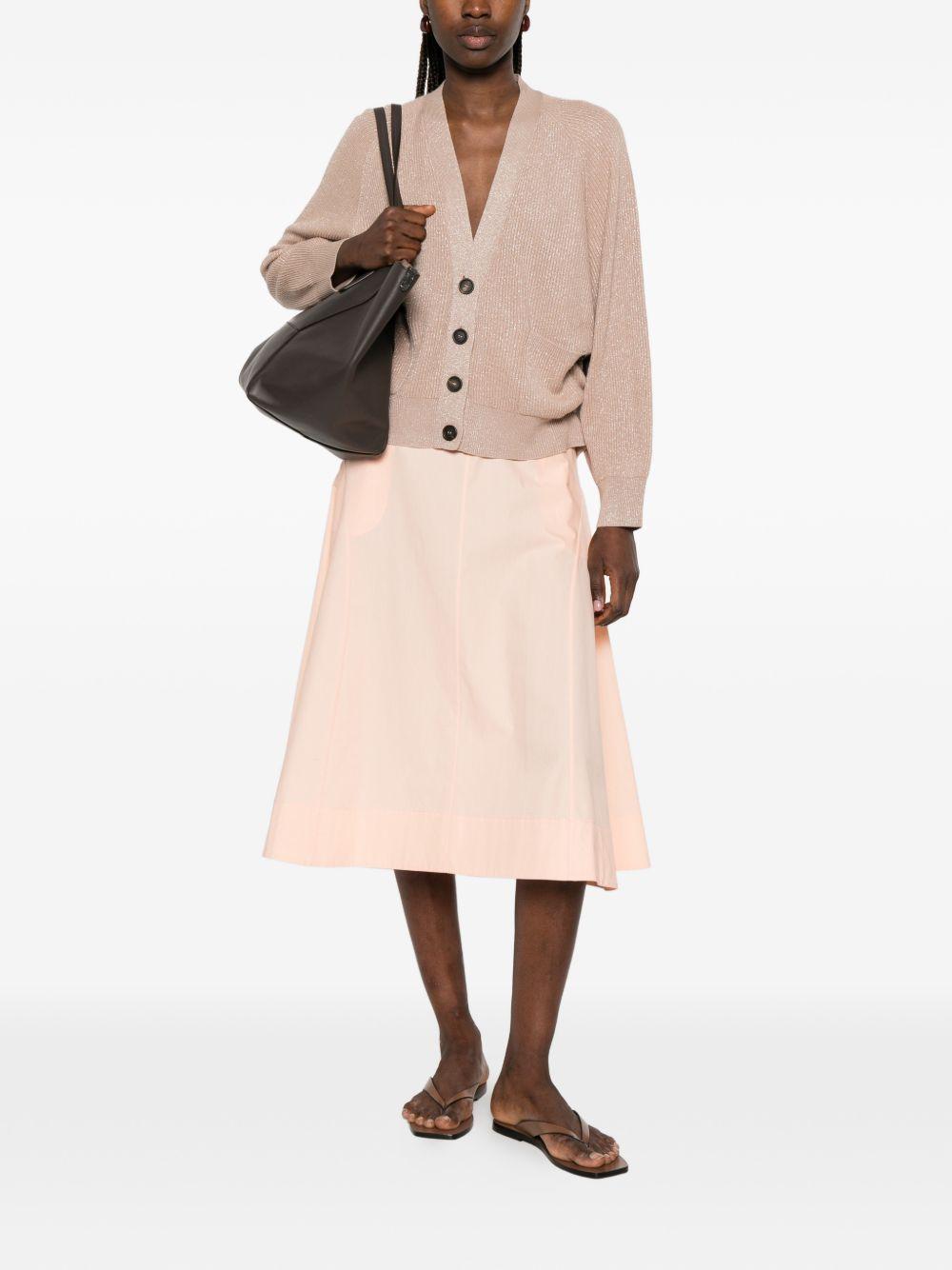 Cardigan a coste con bottoni in beige Brunello cucinelli - donna 