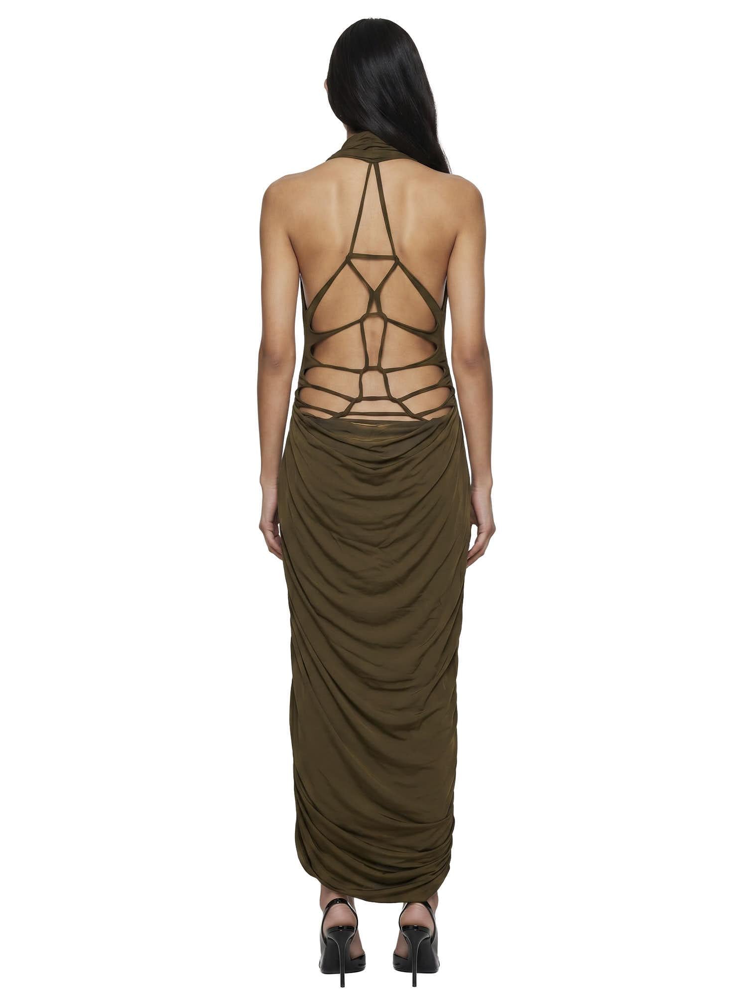 Abito midi con scollo a V profondo in verde Blumarine - donna 
