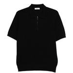 Polo a coste con zip in nero Kangra - uomo 
