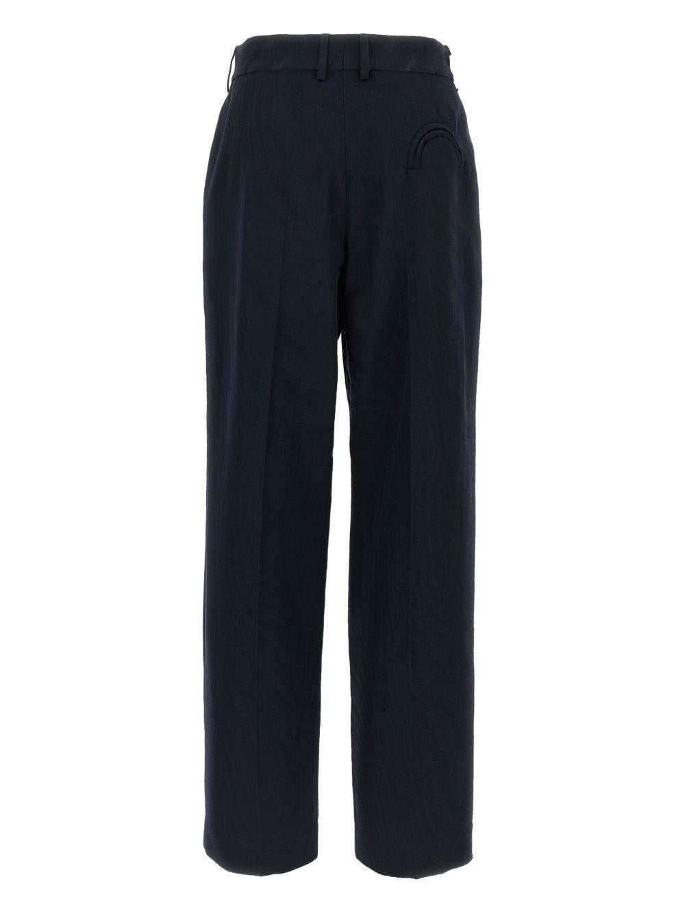 Pantaloni dritti con tasche a pieghe in blu Blazé milano - donna 