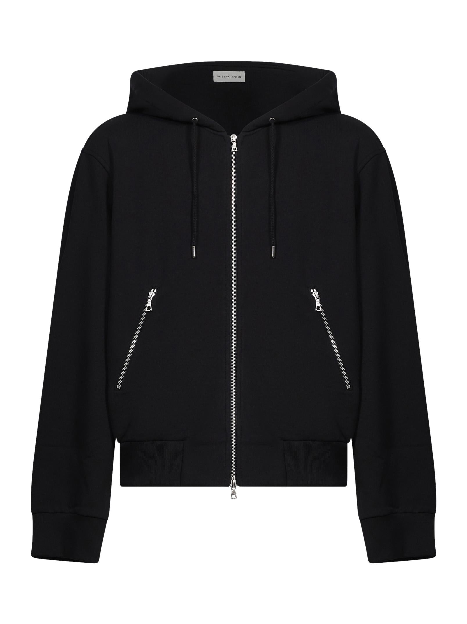 Felpa con cappuccio e zip nera 