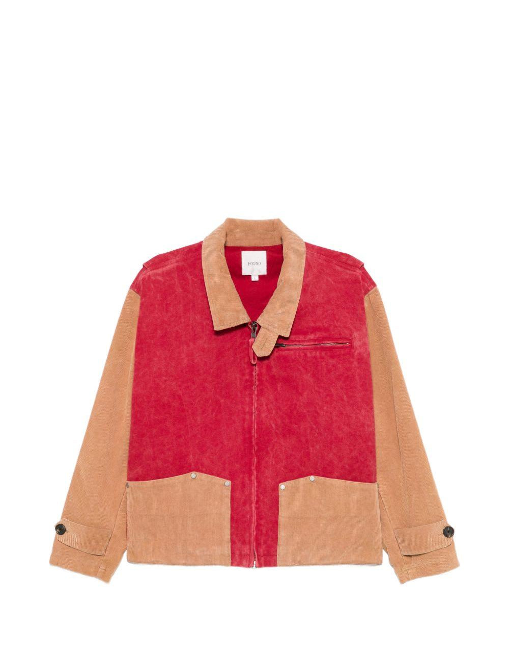 Giacca con design a pannelli field in beige e rosso Found - unisex 