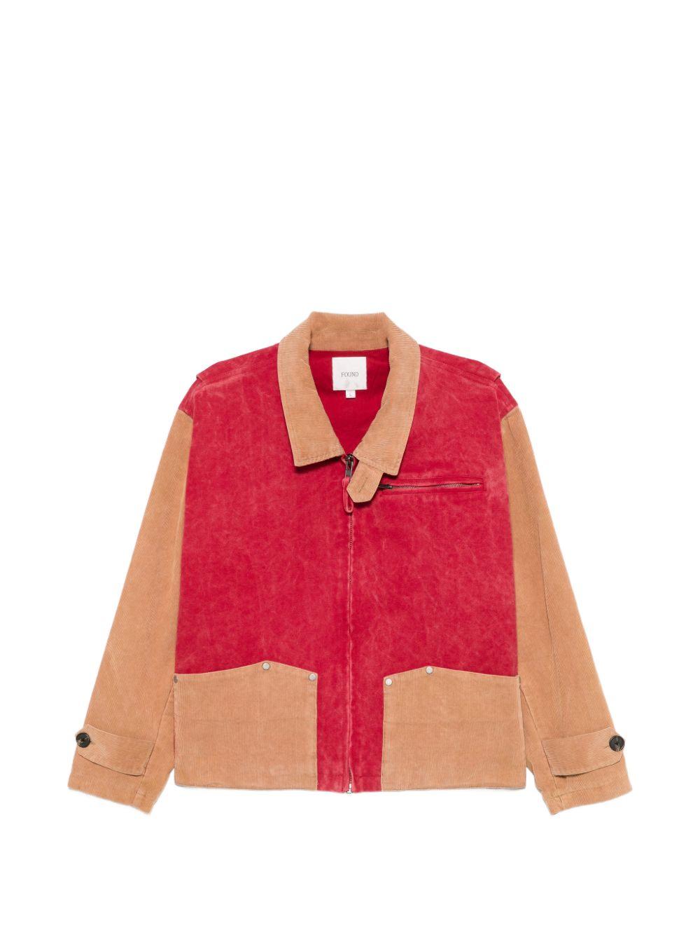 Giacca con design a pannelli field in beige e rosso Found - unisex 
