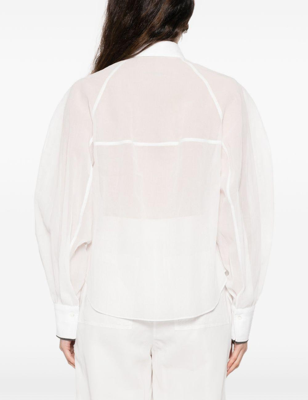 Camicia semi trasparente in bianco Brunello Cucinelli - donna 