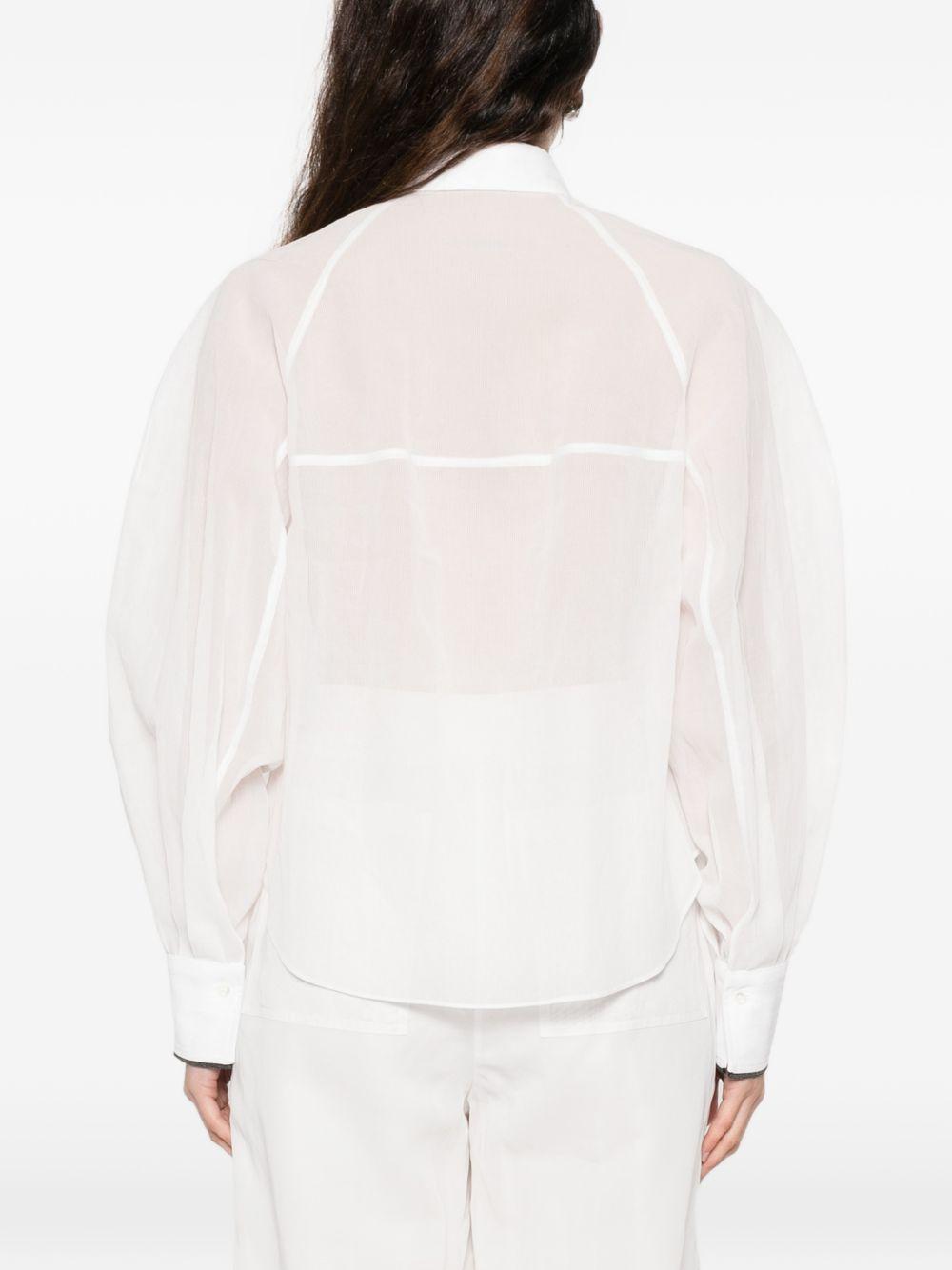 Camicia semi trasparente in bianco Brunello Cucinelli - donna 