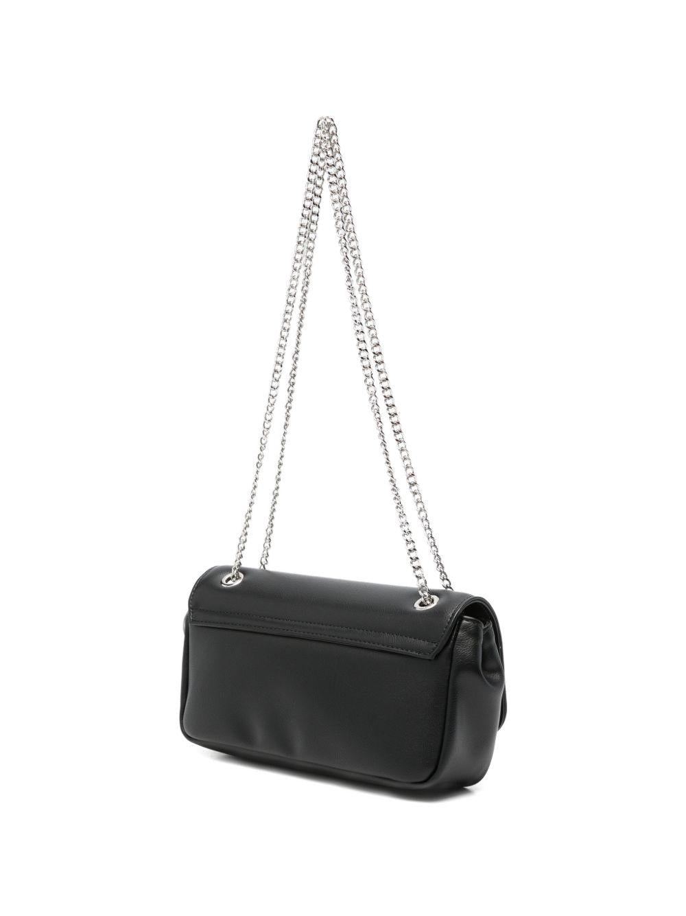 Borsa a spalla con catena in nero 