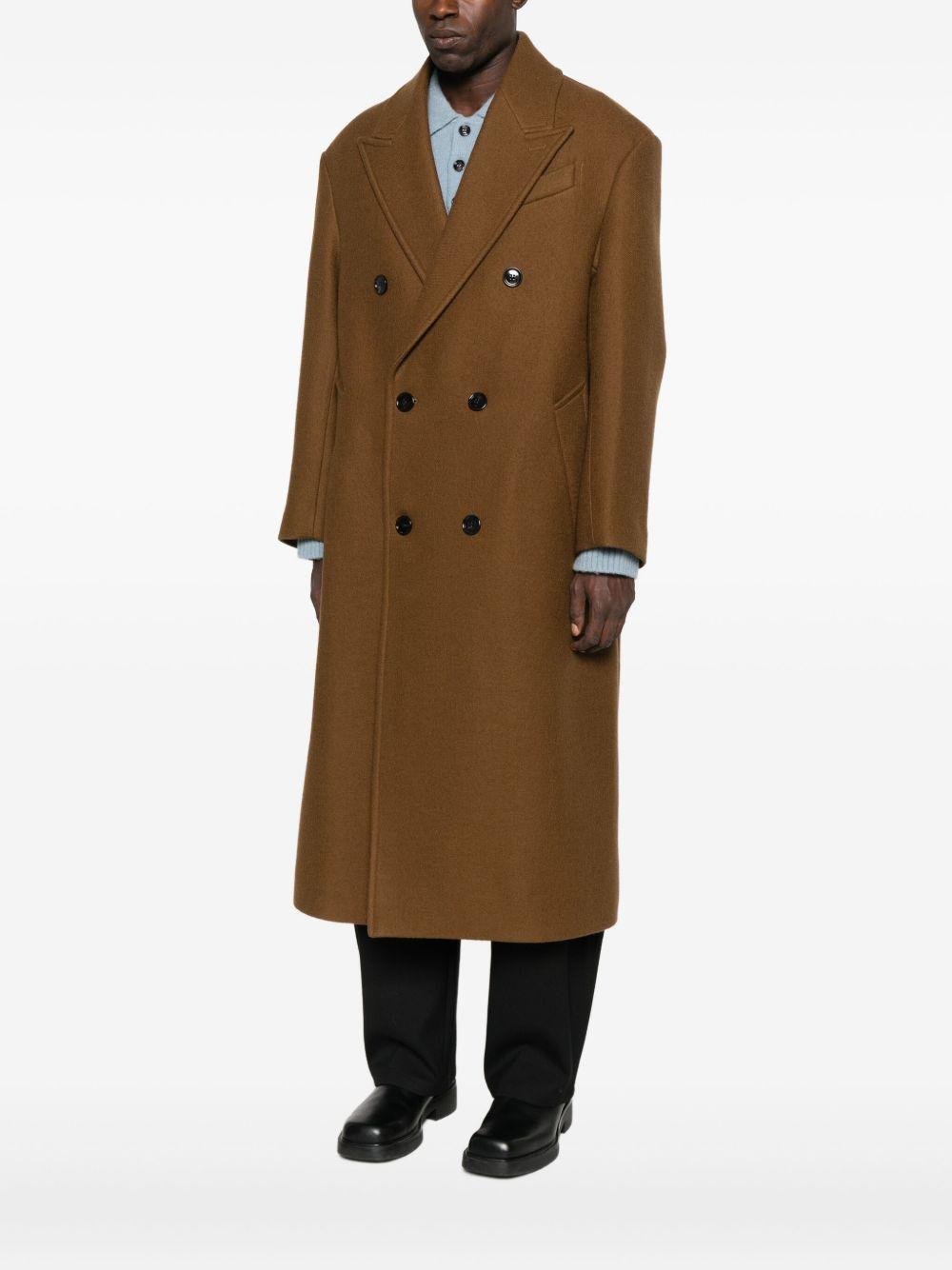 Cappotto doppio petto in lana in marrone Ami paris - uomo 