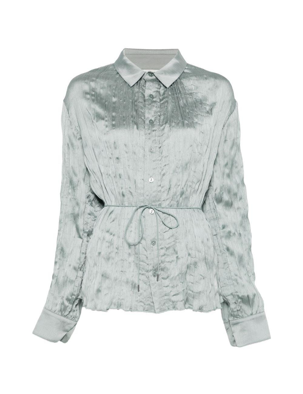 CAMICIA EFFETTO STROPICCIATO IN AZZURRO STAUD - DONNA 