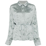 CAMICIA EFFETTO STROPICCIATO IN AZZURRO STAUD - DONNA 