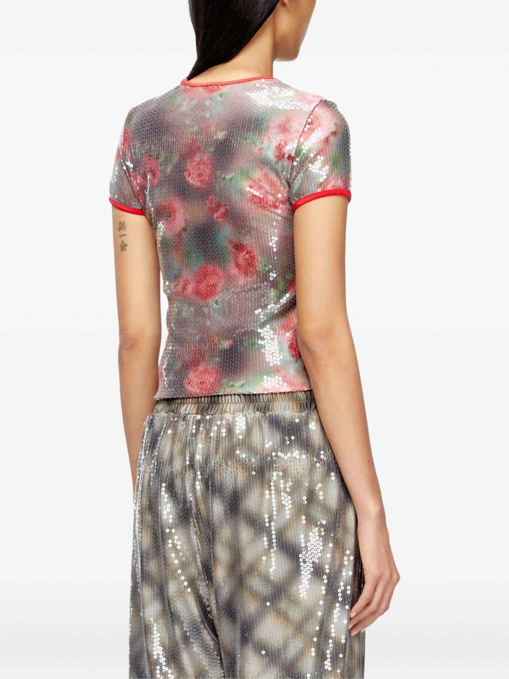 T-shirt con paillettes in multicolore Diesel - donna 