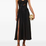 Abito midi con scollo a cuore Aster in nero 