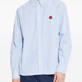 Camicia con logo a righe in azzurro Kenzo - uomo 