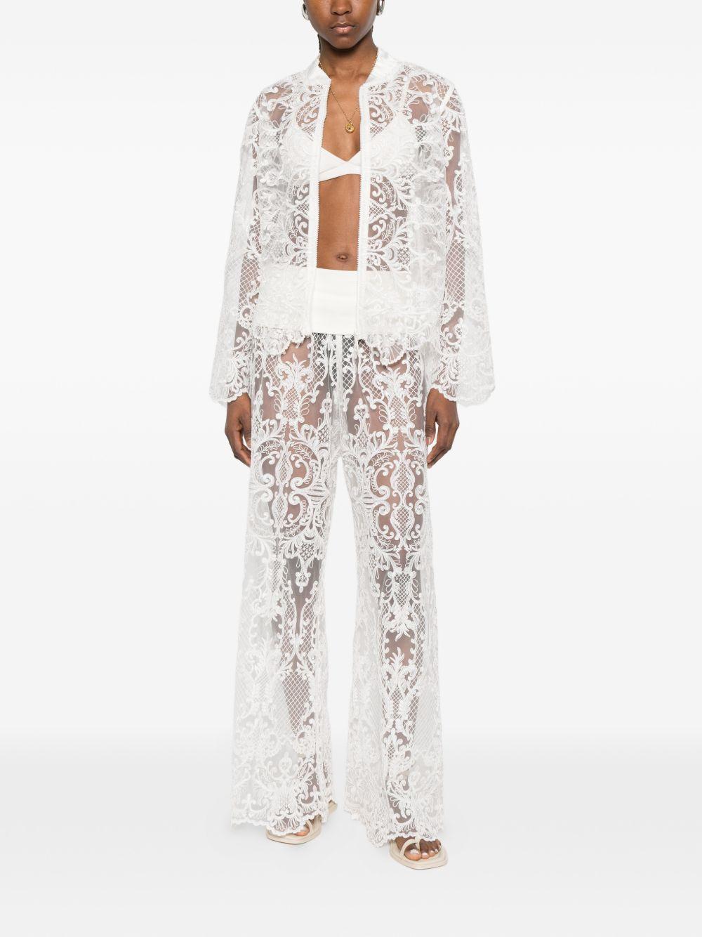 Giacca in pizzo con zip in bianco Maurizio - donna 