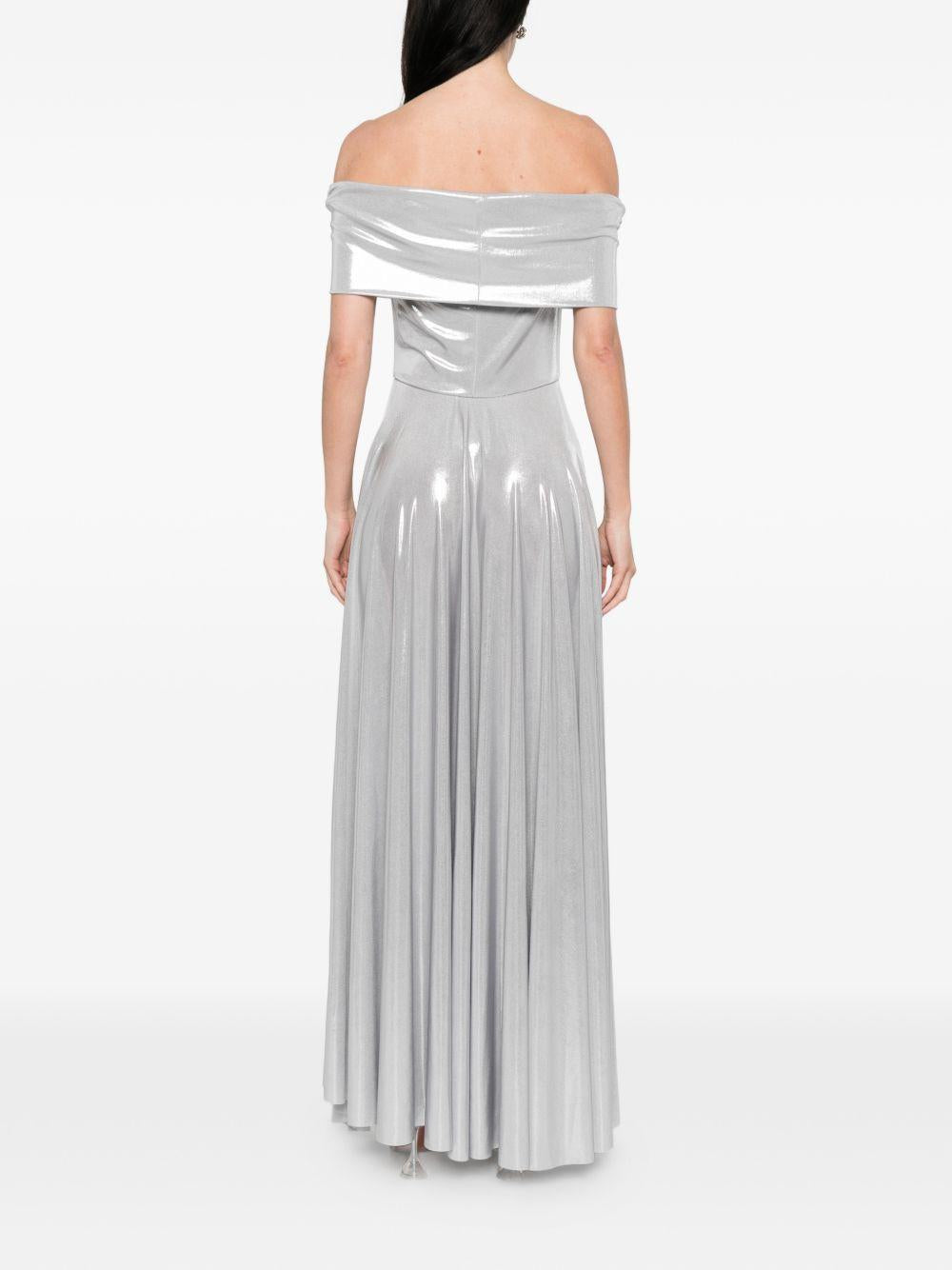Abito maxi con spalle scoperte in argento Norma Kamali - donna 
