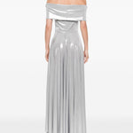 Abito maxi con spalle scoperte in argento Norma Kamali - donna 