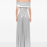 Abito maxi con spalle scoperte in argento Norma Kamali - donna 