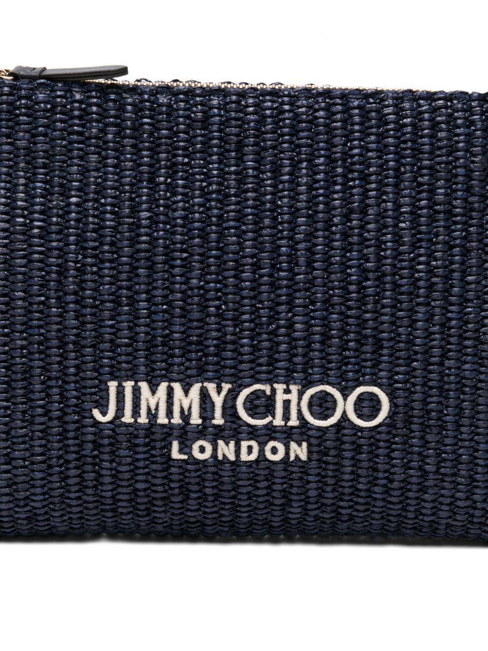 Clutch con logo stampato in rafia in blu Jimmy choo - donna 