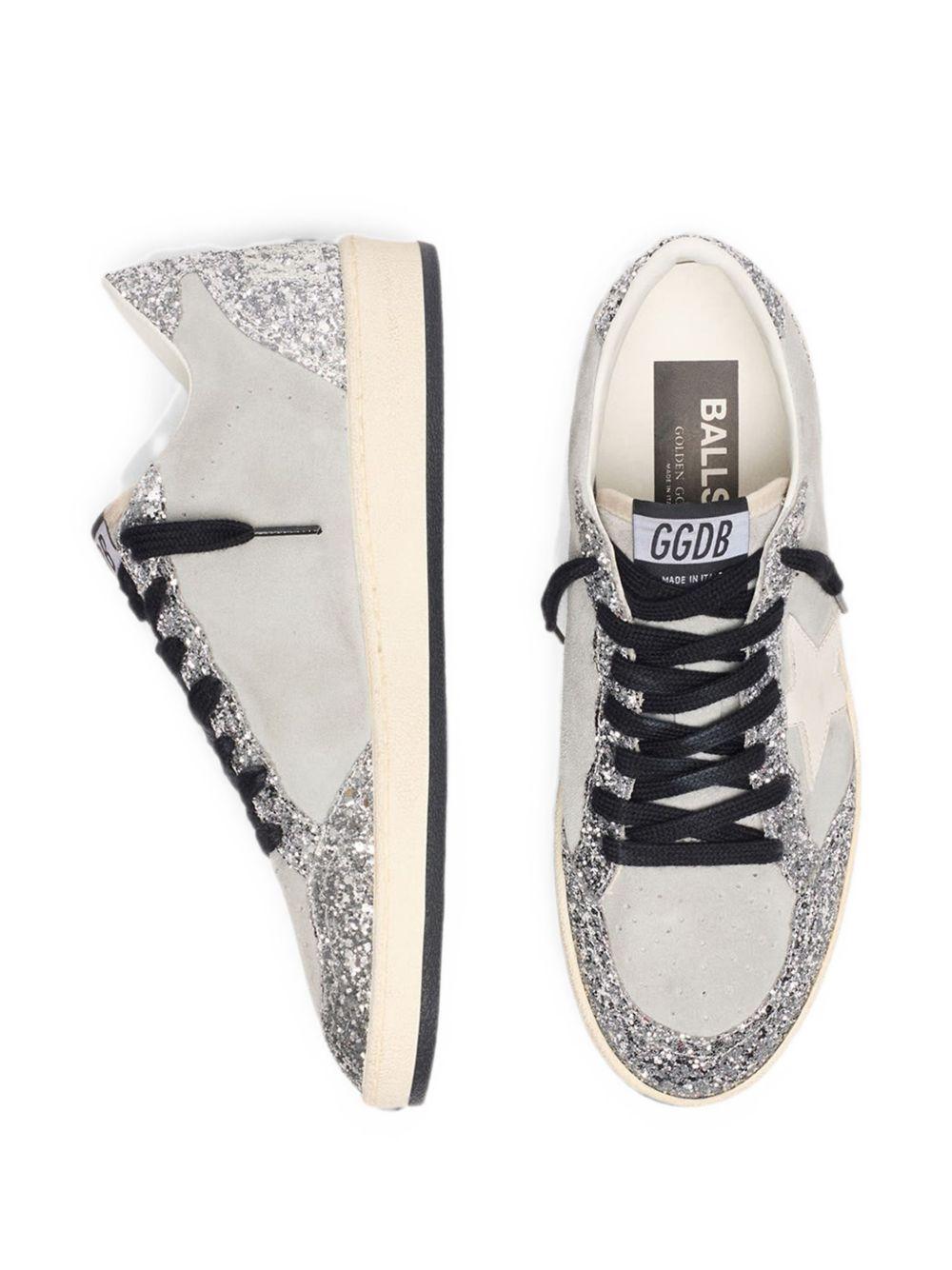 Sneakers ball star con glitter in argento 