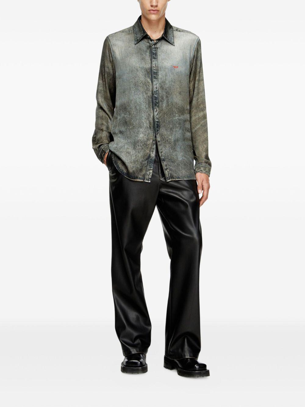 Camicia con lavaggio acido in nero Diesel - uomo 