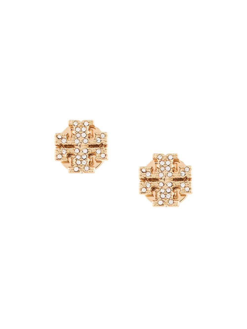 Orecchini a bottone con logo in oro Tory Burch -  donna 