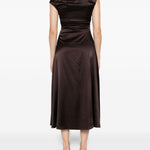 Abito con scollo drappeggiatto in marrone Staud - donna 