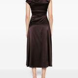 Abito con scollo drappeggiatto in marrone Staud - donna 