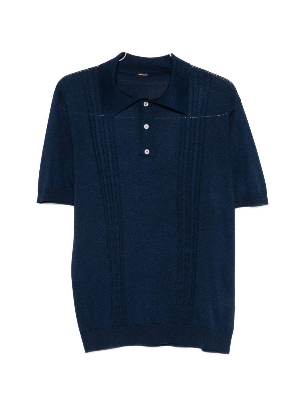 Polo a maniche corte con texture in blu Kiton - uomo 