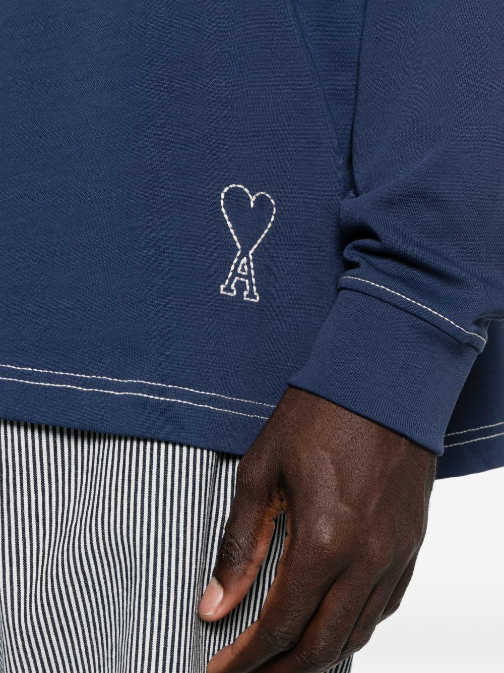 Felpa a maniche lunghe in blu Ami paris - uomo 