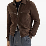 Giacca in pelle scamosciata in marrone Brunello Cucinelli - uomo 