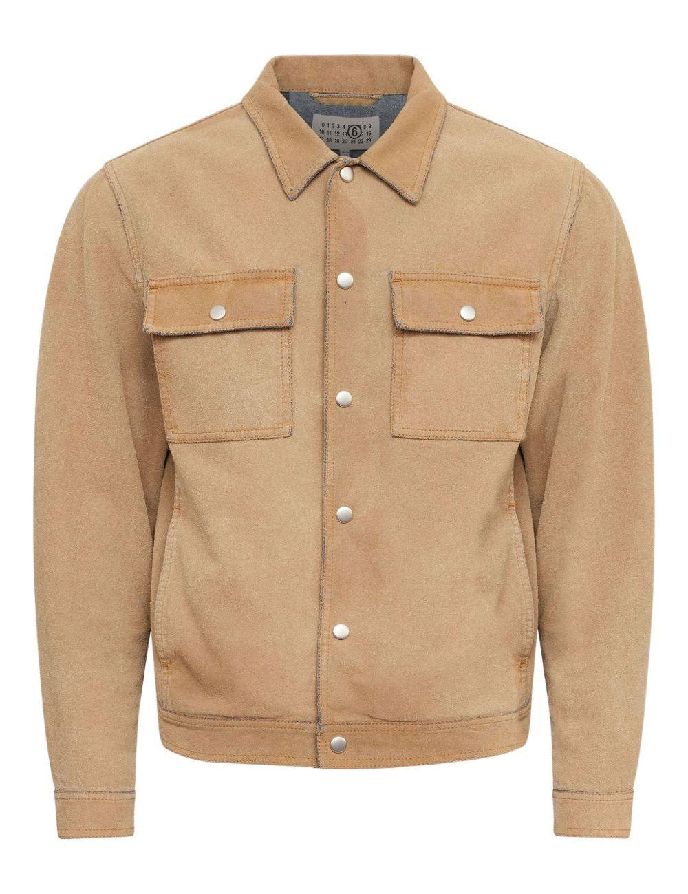 Giacca-camicia con tasche in beige Mm6 maison margiela - uomo 