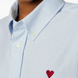 Camicia a righe con logo in azzurro Ami Paris - uomo 