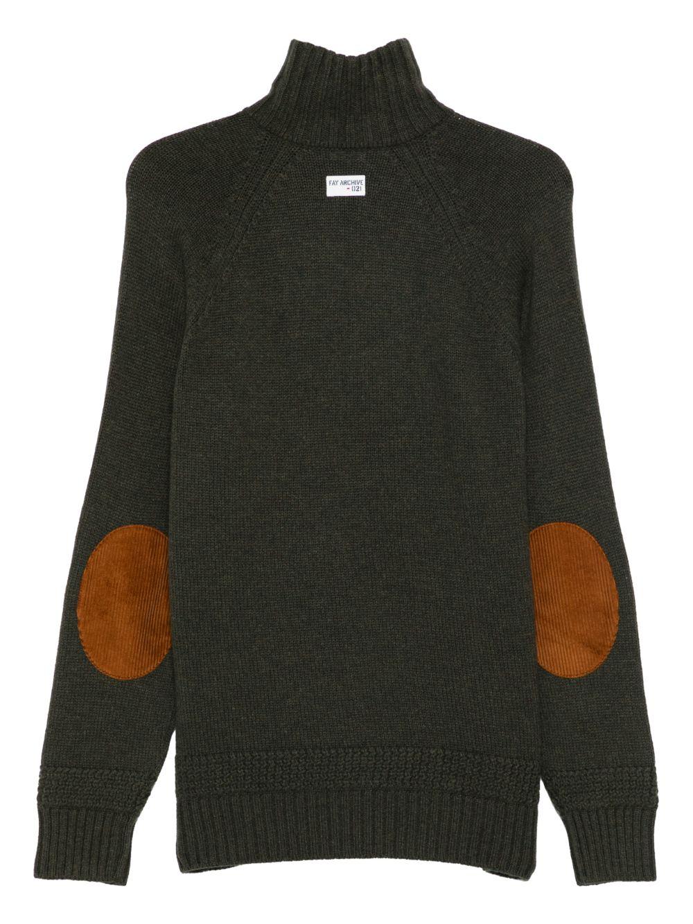 Maglione con mezza zip e toppa sui gomiti in verde Fay - uomo 