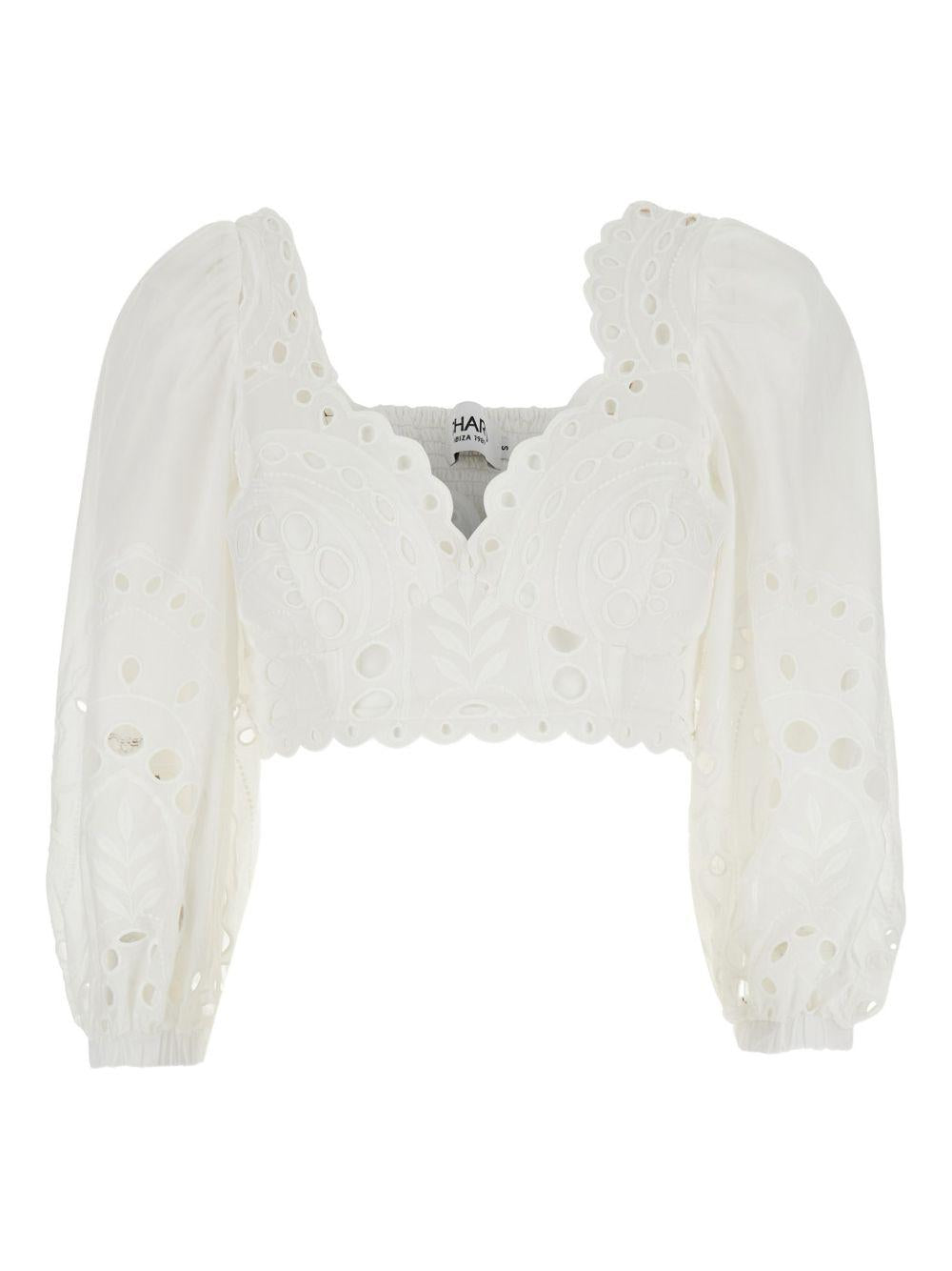 Top crop con occhielli in bianco Charo ruiz ibiza 1989 - donna 