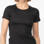 T-shirt a costine con girocollo in nero Aya muse - donna 