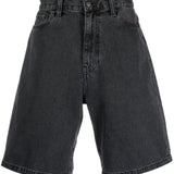 Shorts denim con logo in nero - uomo 