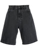 Men's black logo denim shorts