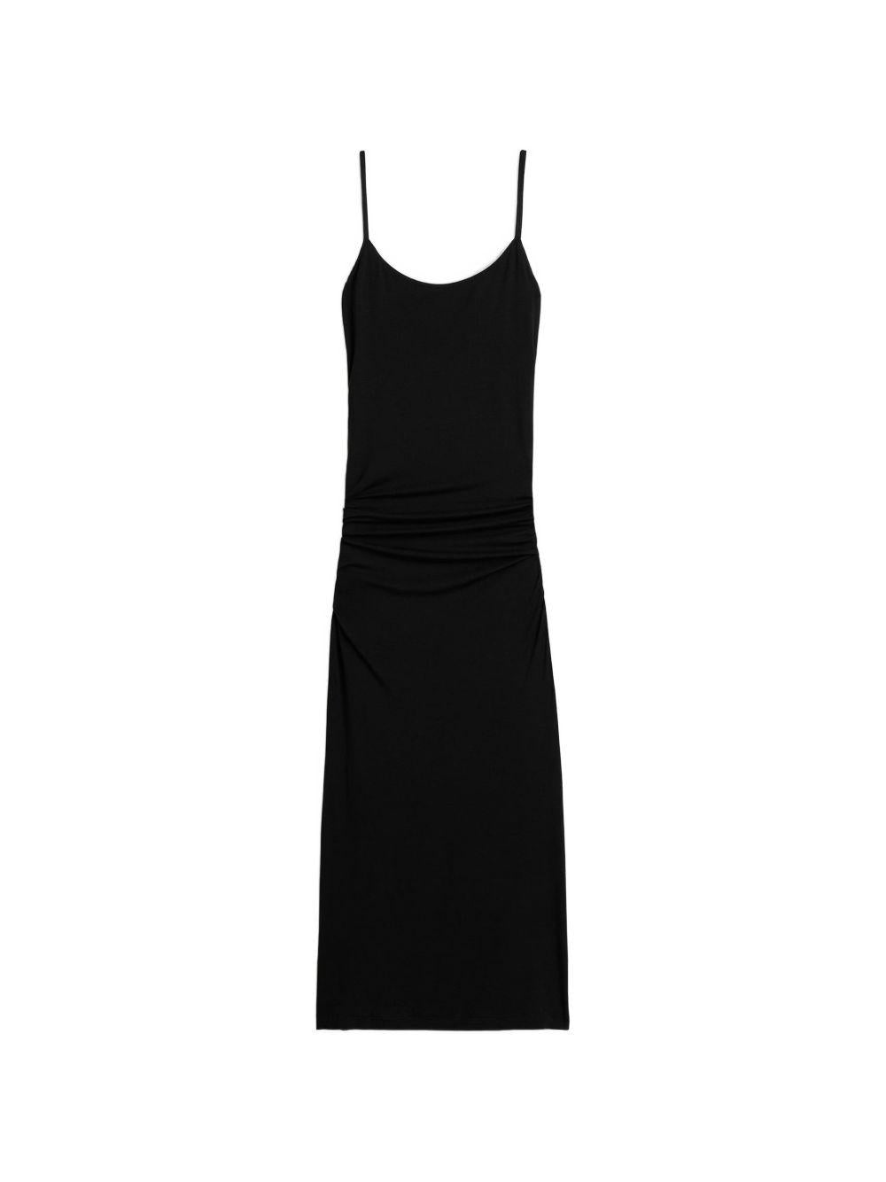 Abito midi con drappeggio in nero 