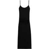 Abito midi con drappeggio in nero 