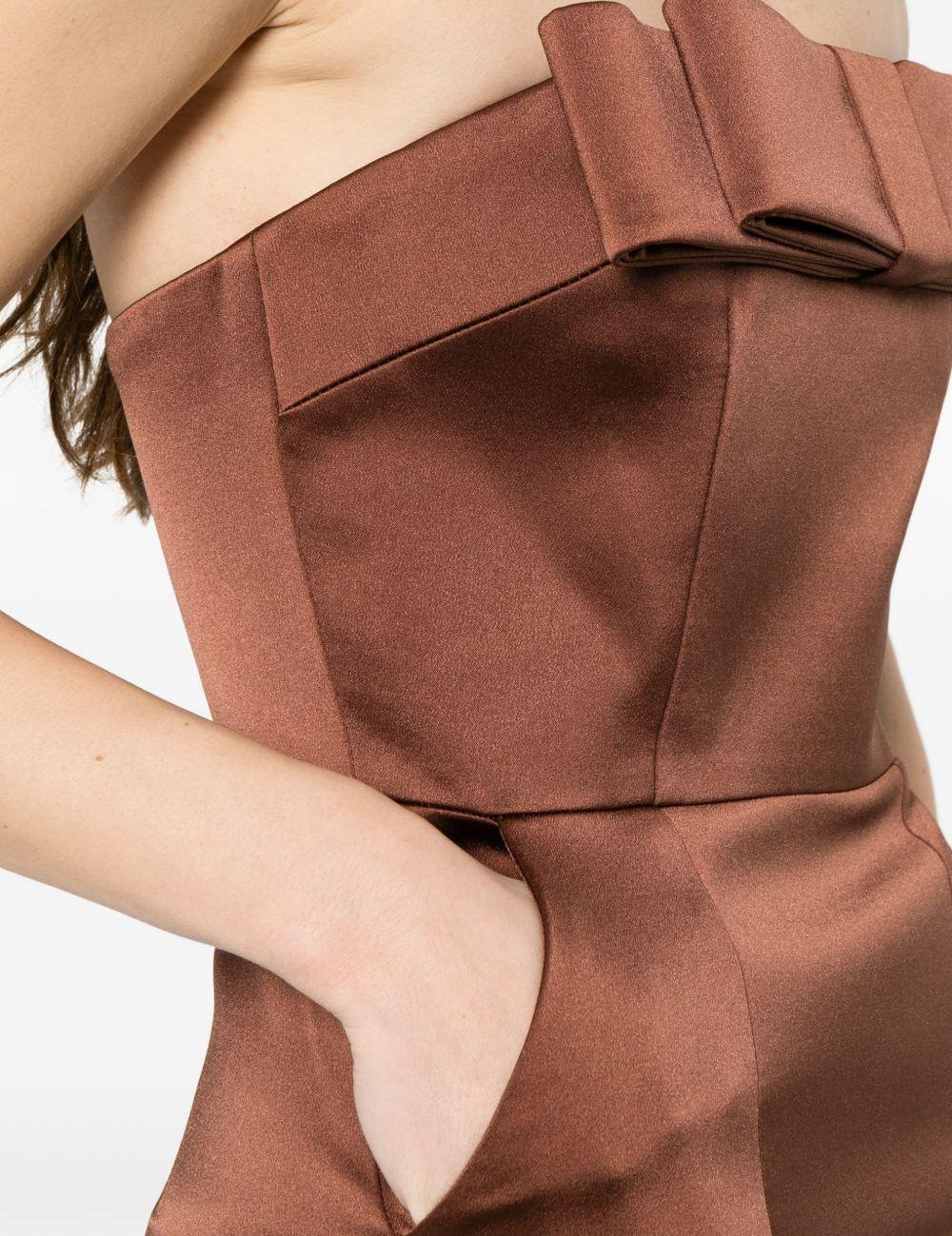 Abito lungo con dettglio fiocco in marrone The New Arrivals - donna 