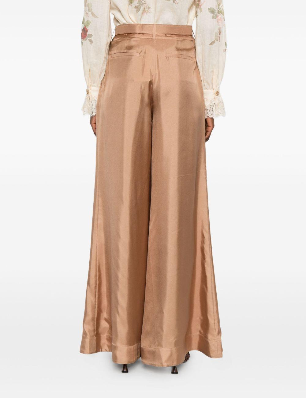 Pantaloni plissé con cintura in beige Zimmermann - donna 