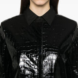 Cappotto in pelle effetto coccodrillo in nero Toteme - donna 