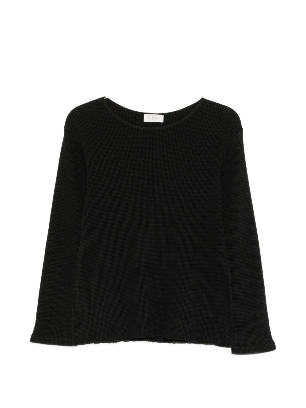 T-shirt a maniche lunghe in maglia a cuscinetto in nero Second layer - uomo 