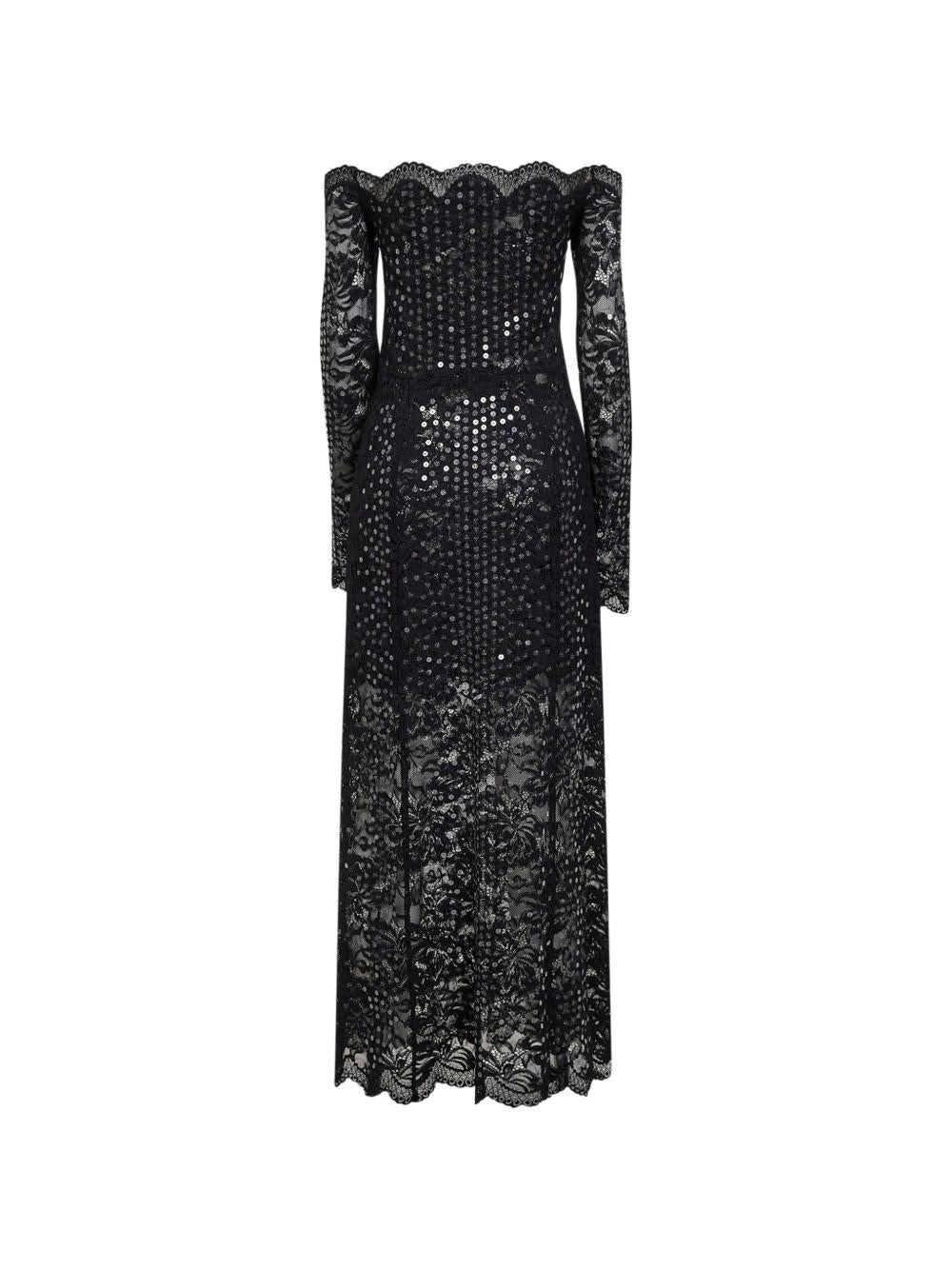 Abito in pizzo con paillettes in nero Rabanne - donna 