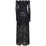 Abito in pizzo con paillettes in nero Rabanne - donna 