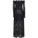 Abito in pizzo con paillettes in nero Rabanne - donna 