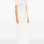 Abito lungo con collo alto e ruches in bianco Christopher esber - donna 